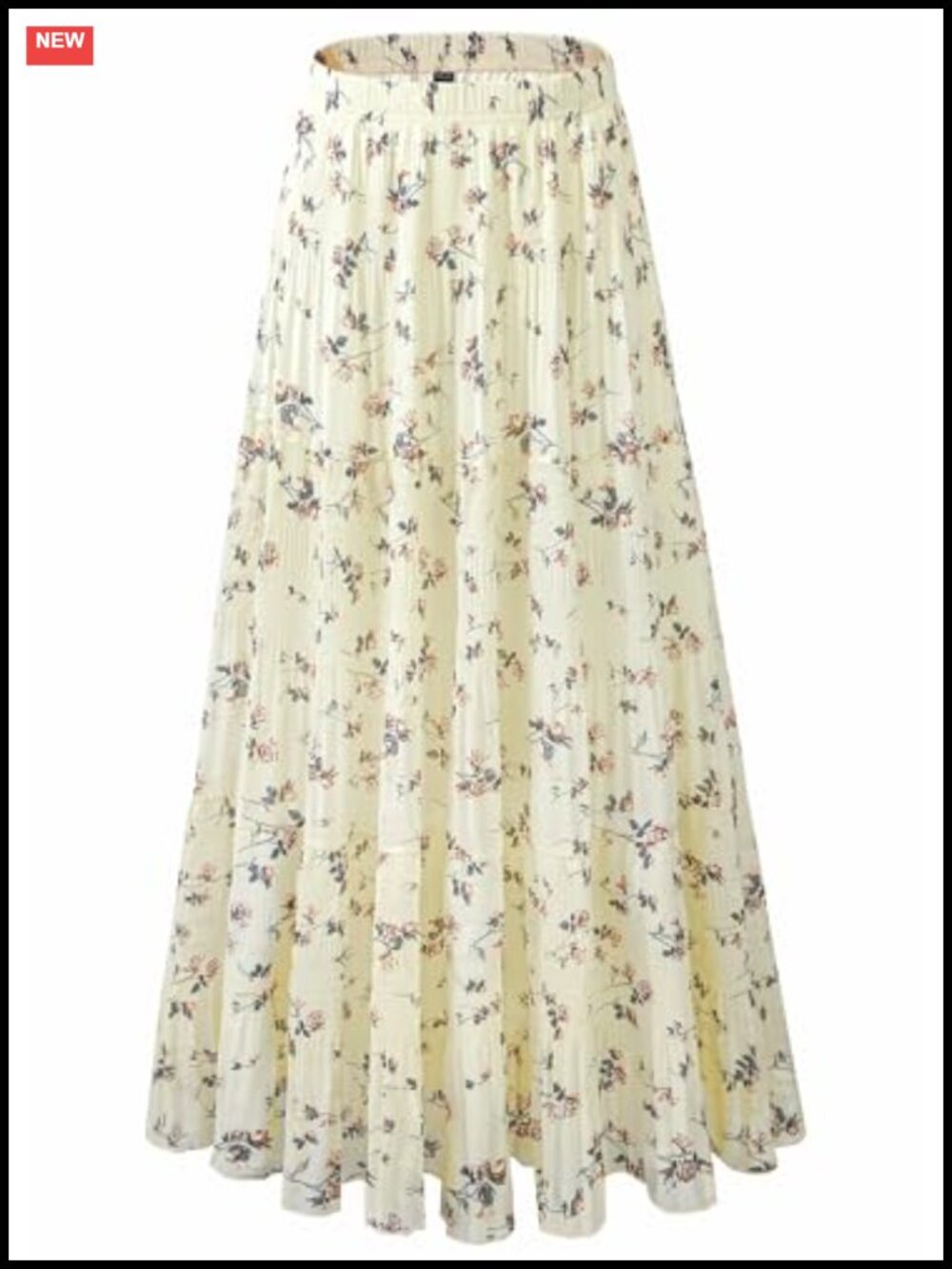 Chiffon Maxi Skirt Flowy Pleated A Line Elastic Waist Boho Summer